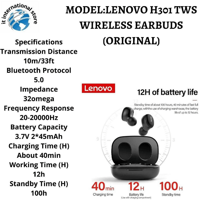 Lenovo H301 Is Wireless Earbuds Equipped With Bluetooth V5.0