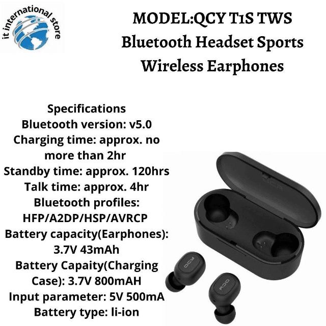 QCY T1S Tws Bluetooth Headset Sports Wireless Earphone