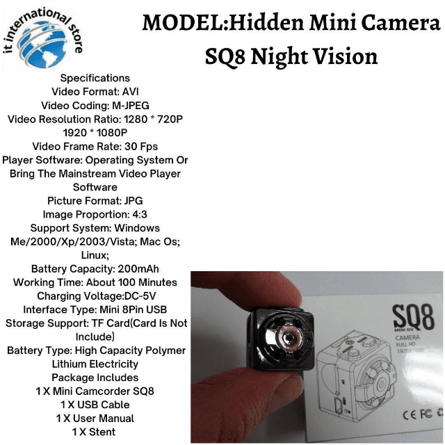 Hidden Mini Camera SQ8 Night Vision