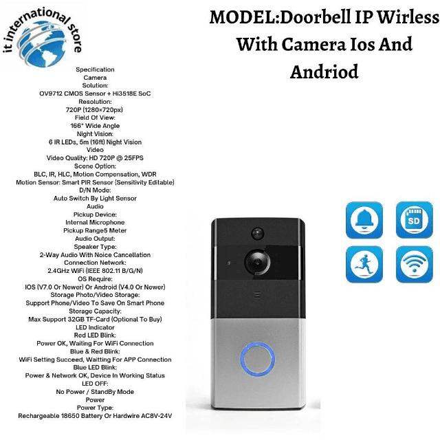 Doorbell IP Wireless With Camera IOS And ANDROID