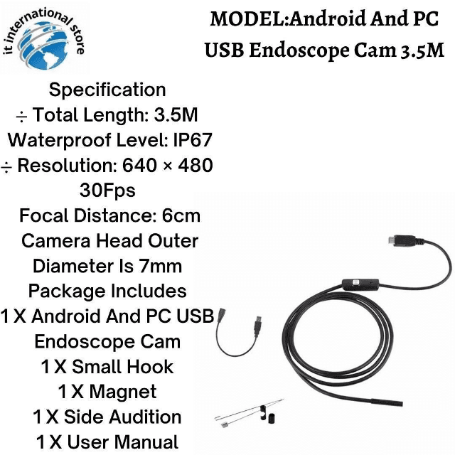 Android And PC USB Endoscope Camera 3.5m
